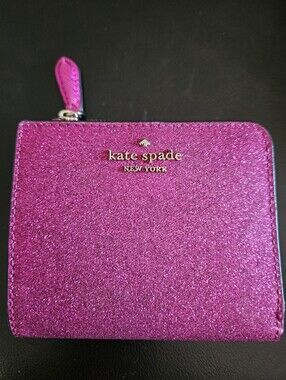 Kate Spade Lola Glitter L Zip Bifold Wallet - Fuchsia Sparkle